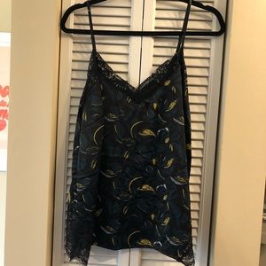 Halogen Satin Lace Floral Tank